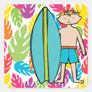 Blond Boy Surfer Stickers