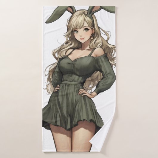 Blond Bunny Girl Anime Badehandtuch (Badehandtuch)