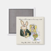 Blond Cartoon Rabbits Hochzeit Speichern Sie das D Magnet (Vorderseite/Rückseite)