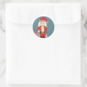 Blond Christmas Nutcracker Santa Teal Runder Aufkleber (Tasche)