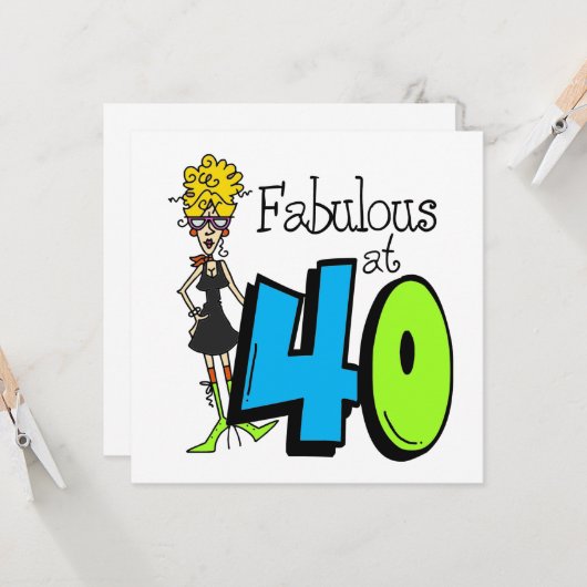 Blond Fabulous am 40. Geburtstag Karte (Vorderseite/Rückseite Beispiel)