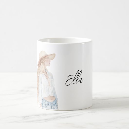 Blond Female Jeans Kaffeetasse (Mittel)