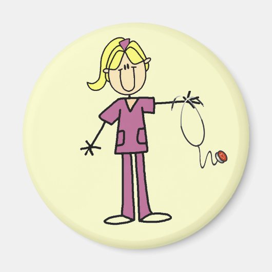 Blond Female Strichmännchen Nurse Magnet (Vorne)