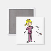 Blond Female Strichmännchen Nurse Magnet (Vorderseite/Rückseite)