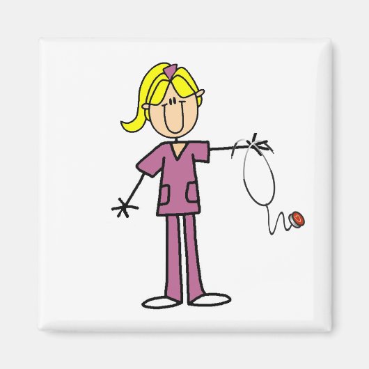 Blond Female Strichmännchen Nurse Magnet (Vorne)