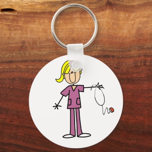 Blond Female Strichmännchen Nurse Schlüsselanhänger (Vorderseite)