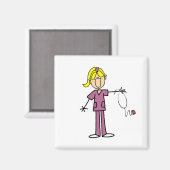 Blond Female Strichmännchen Nurse T - Shirt Magnet (Vorderseite/Rückseite)