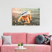 Blond Frau am Strand Leinwanddruck (Insitu (Wohnzimmer))