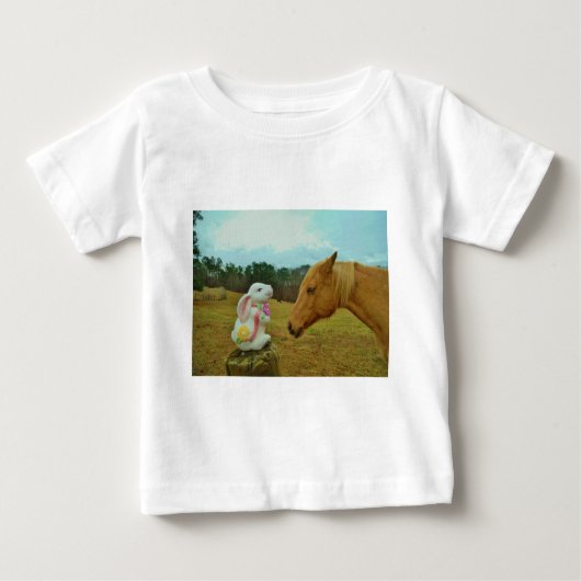 Blond Gelbes Pferd & Ostersonnen Baby T-shirt (Vorderseite)
