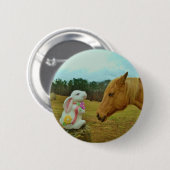 Blond Gelbes Pferd & Ostersonnen Button (Vorne & Hinten)