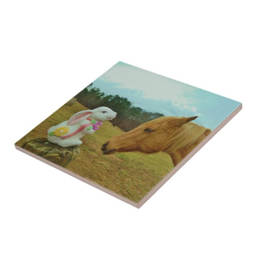 Blond Gelbes Pferd & Ostersonnen Fliese (Seite)