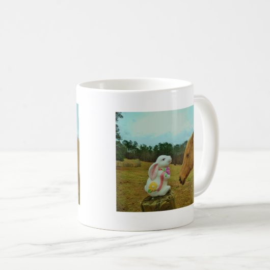 Blond Gelbes Pferd & Ostersonnen Kaffeetasse (VorderseiteRechts)