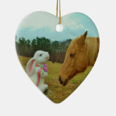 Blond Gelbes Pferd & Ostersonnen Keramik Ornament (Rechts)