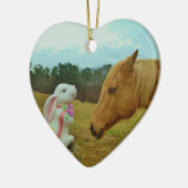 Blond Gelbes Pferd & Ostersonnen Keramik Ornament (Links)