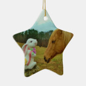 Blond Gelbes Pferd & Ostersonnen Keramik Ornament (Rechts)