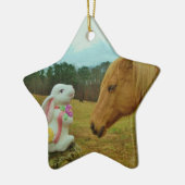 Blond Gelbes Pferd & Ostersonnen Keramik Ornament (Links)