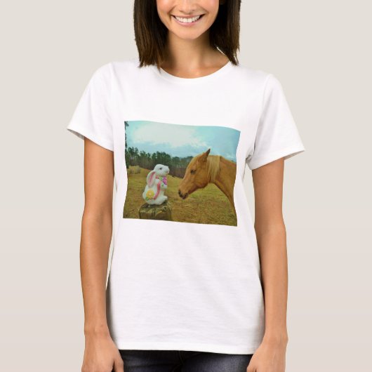 Blond Gelbes Pferd & Ostersonnen T-Shirt (Vorderseite)