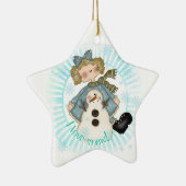 Blond Girl and Snowman Keepake Ornament (Rechts)