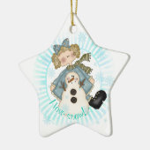 Blond Girl and Snowman Keepake Ornament (Links)