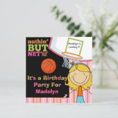 Blond Girl Basketball zum Geburtstag Einladung (Stehend Vorderseite)