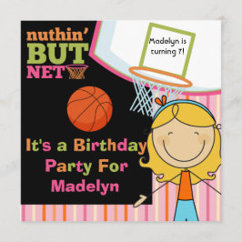 Blond Girl Basketball zum Geburtstag Einladung