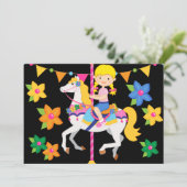 Blond Girl Carousel Geburtstag 12x18 Einladung (Stehend Vorderseite)