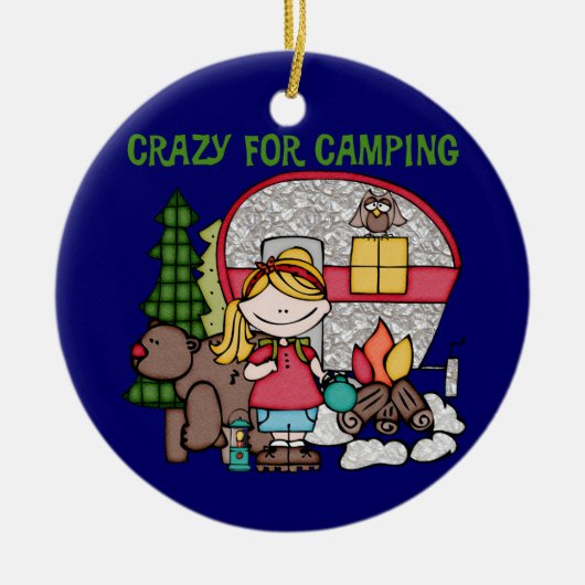 Blond Girl Crazy für Camping Keramikornament (Vorne)
