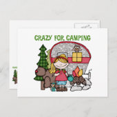 Blond Girl Crazy für Camping Postkarte (Vorne/Hinten)