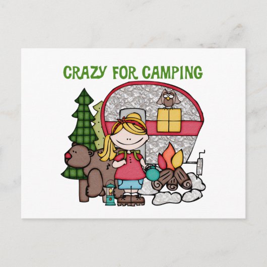 Blond Girl Crazy für Camping Postkarte (Vorderseite)