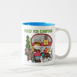 Blond Girl Crazy für Camping Zweifarbige Tasse