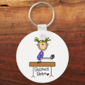 Blond Girl Gymnast auf Balance Beam Schlüsselanhänger (Vorderseite)