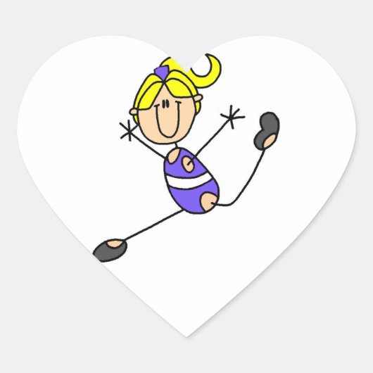 Blond Girl Gymnast Herz-Aufkleber (Vorderseite)