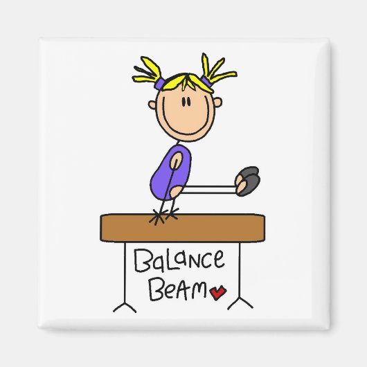 Blond Girl Gymnast über Beam Tshirts und Geschenke Magnet (Vorne)