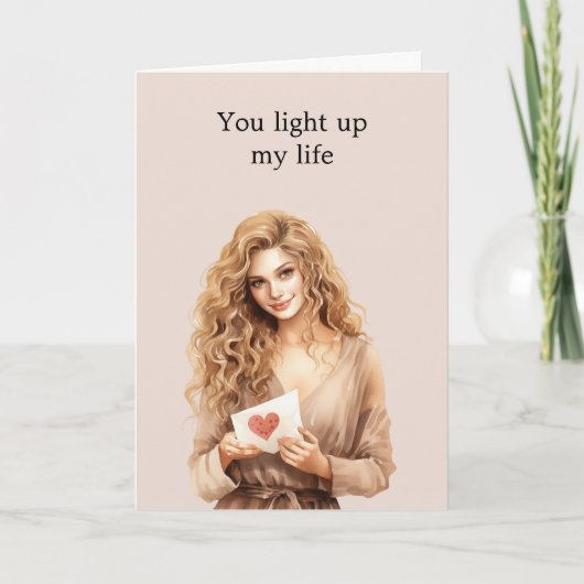 Blond Girl Heart Light Bulle beleuchtet mein Leben Karte (Vorderseite)