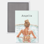 Blond Girl in Pool Magnet (Vorderseite/Rückseite)