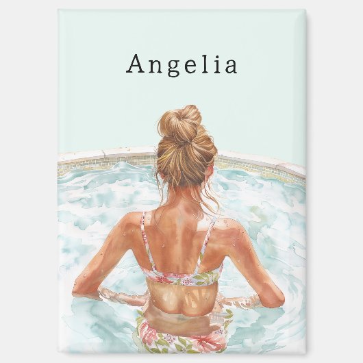 Blond Girl in Pool Magnet (Vorderseite)