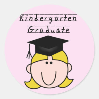 Blond Girl Kindergarten Graduate Runder Aufkleber