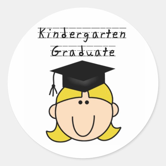 Blond Girl Kindergarten Graduate Runder Aufkleber (Vorderseite)