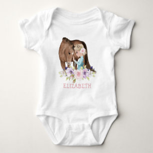 Blond Girl mit Brown Horse New Baby Bodysuit Strampler