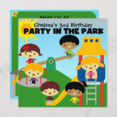 Blond Girl Party im Park Invite Einladung (Vorne/Hinten)