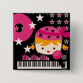 Blond Girl Rock Star Party Birthday Button (Vorderseite)