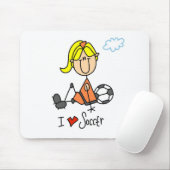 Blond Girl Strichmännchen I Liebe Fußball Geschenk Mousepad (Mit Mouse)