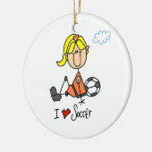 Blond Girl Strichmännchen I Liebe Fußballgeschenke Keramik Ornament (Links)