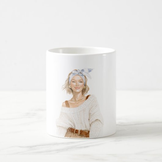 Blond Girl White Sweater Kaffeetasse (Mittel)