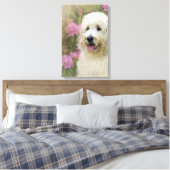 Blond Goldendoodle Hund im Garten Leinwanddruck (Insitu (Schlafzimmer))