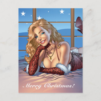 Blond Hair, Blue Mit Augen Beauty Illustration - A Feiertagspostkarte