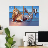 Blond Hair, Blue Mit Augen Beauty Illustration - A Poster (Heimbüro)