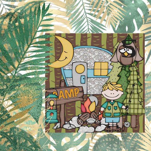 Blond Hair Boy Camping Geburtstagseinladungen Einladung