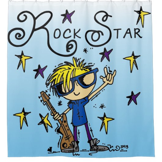 Blond Hair Boy Rock Star Music Duschvorhang (Vorderseite)