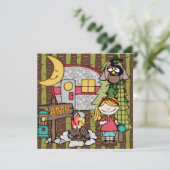 Blond Hair Girl Camping Geburtstag Einladungen (Stehend Vorderseite)